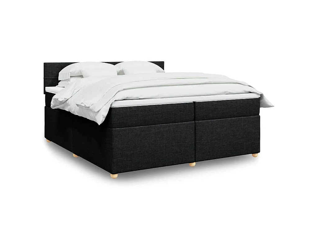 Sommier à lattes de lit avec matelas Noir 200x200 cm Tissu