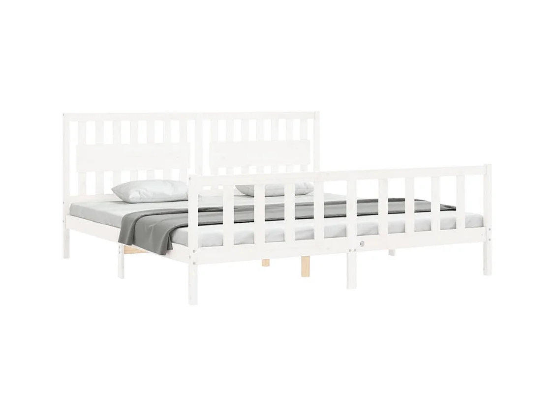 Bedframe zonder matras massief grenenhout wit 200x200 cm