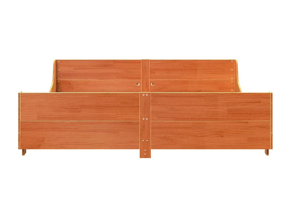 Cama sin colchón madera maciza de pino marrón cera 200x200 cm