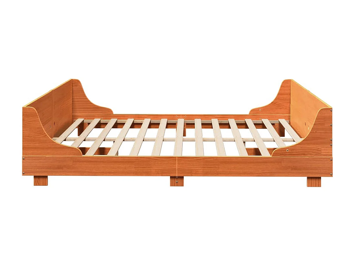 Cama sin colchón madera maciza de pino marrón cera 200x200 cm
