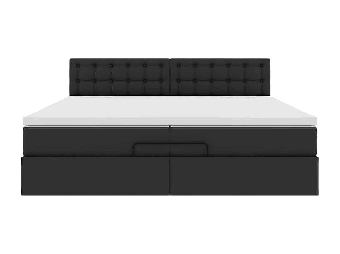 Cadre de lit ottoman avec matelas noir 200x200 cm similicuir