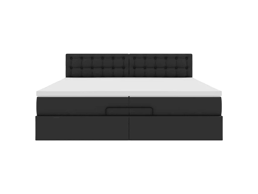 Estrutura de cama otomana com colchões couro artificial preto