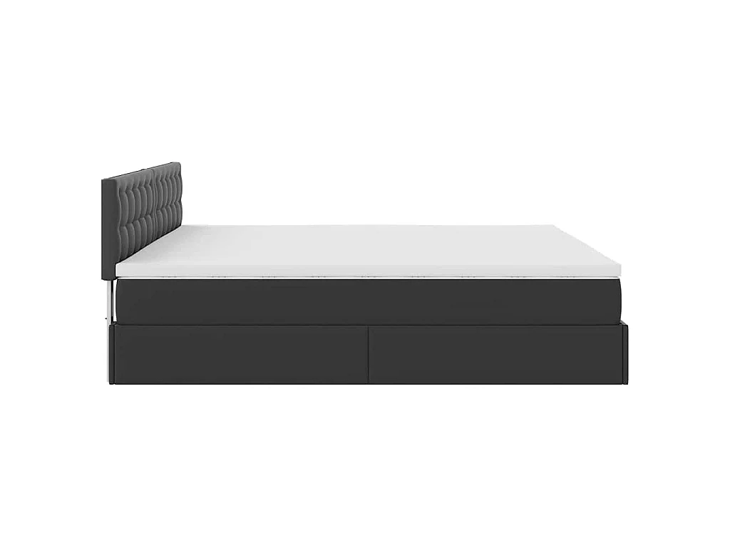 Estrutura de cama otomana com colchões couro artificial preto
