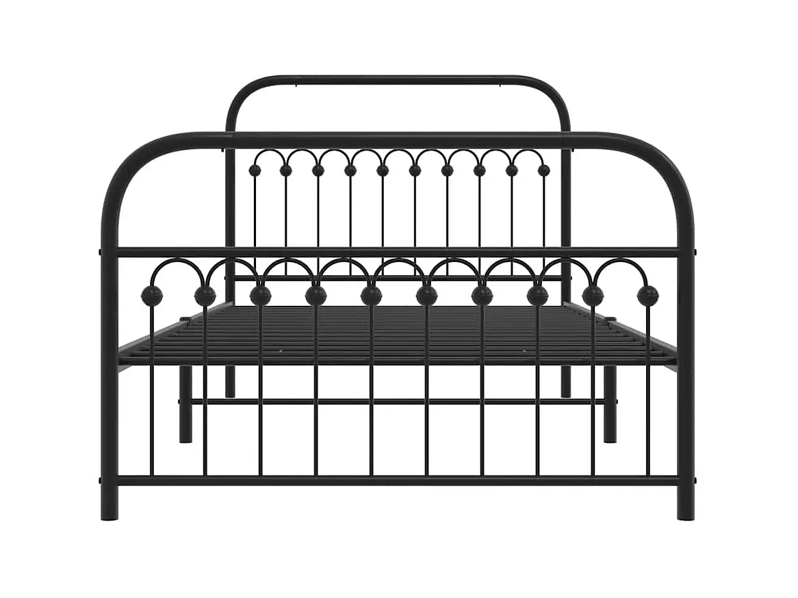 Cadre de lit métal sans matelas avec pied de lit noir 107x203cm