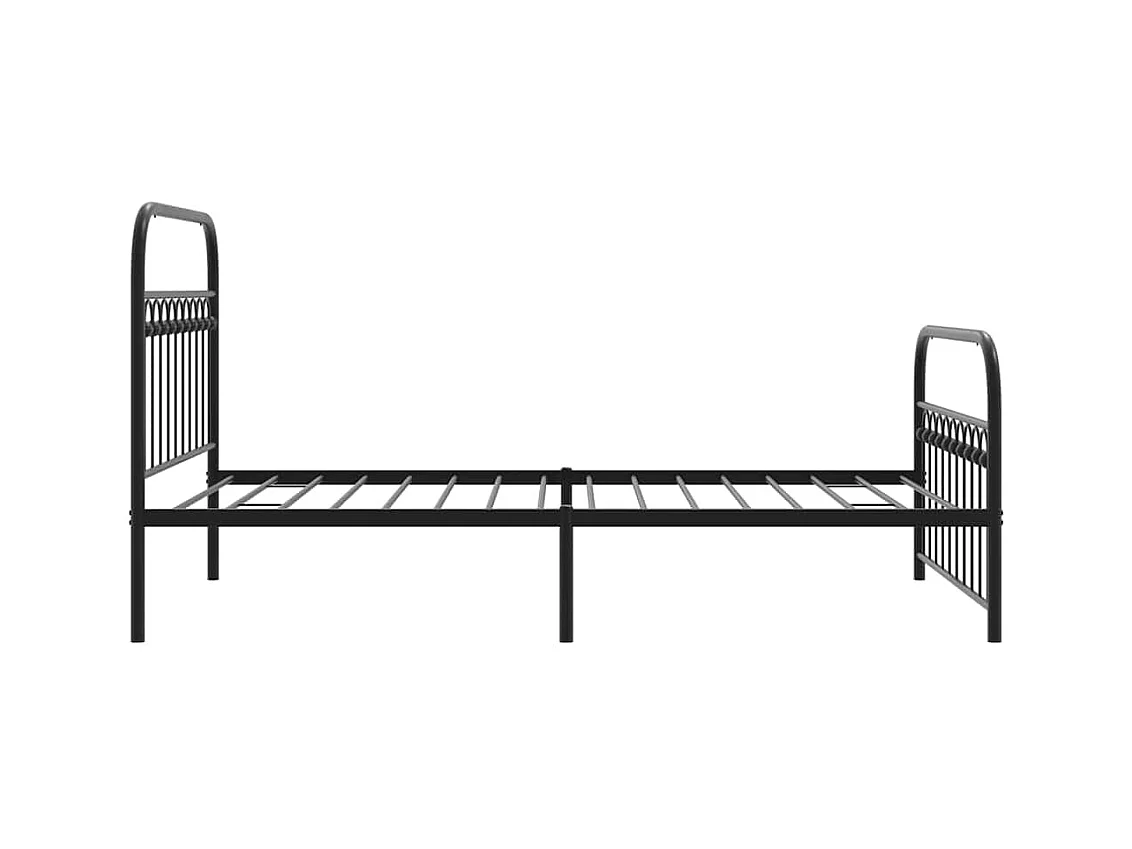 Cadre de lit métal sans matelas avec pied de lit noir 107x203cm