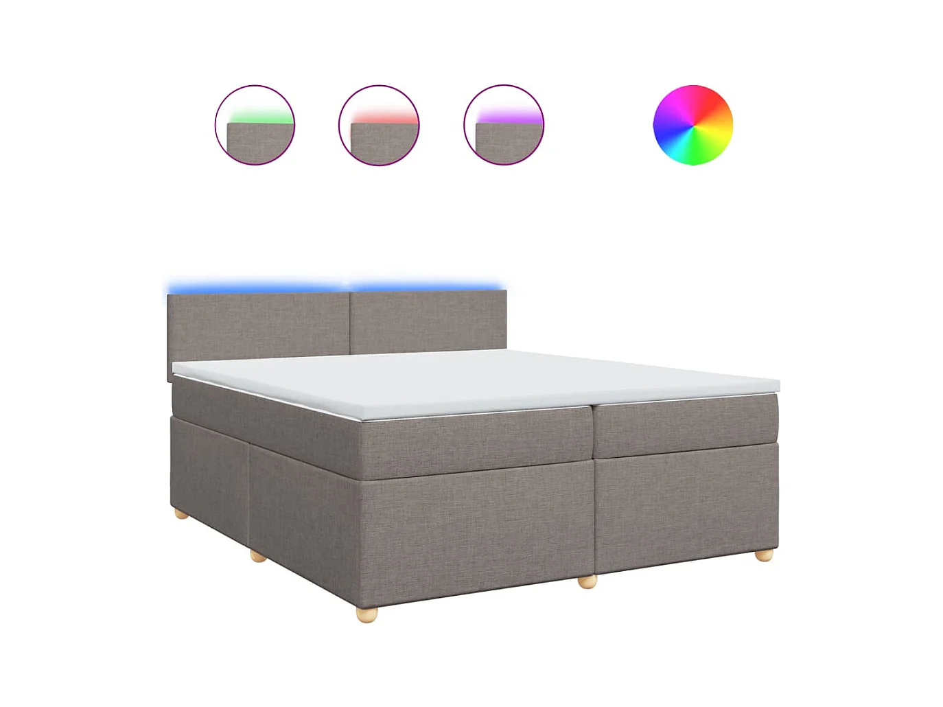 Sommier à lattes de lit avec matelas Taupe 200x200 cm Tissu