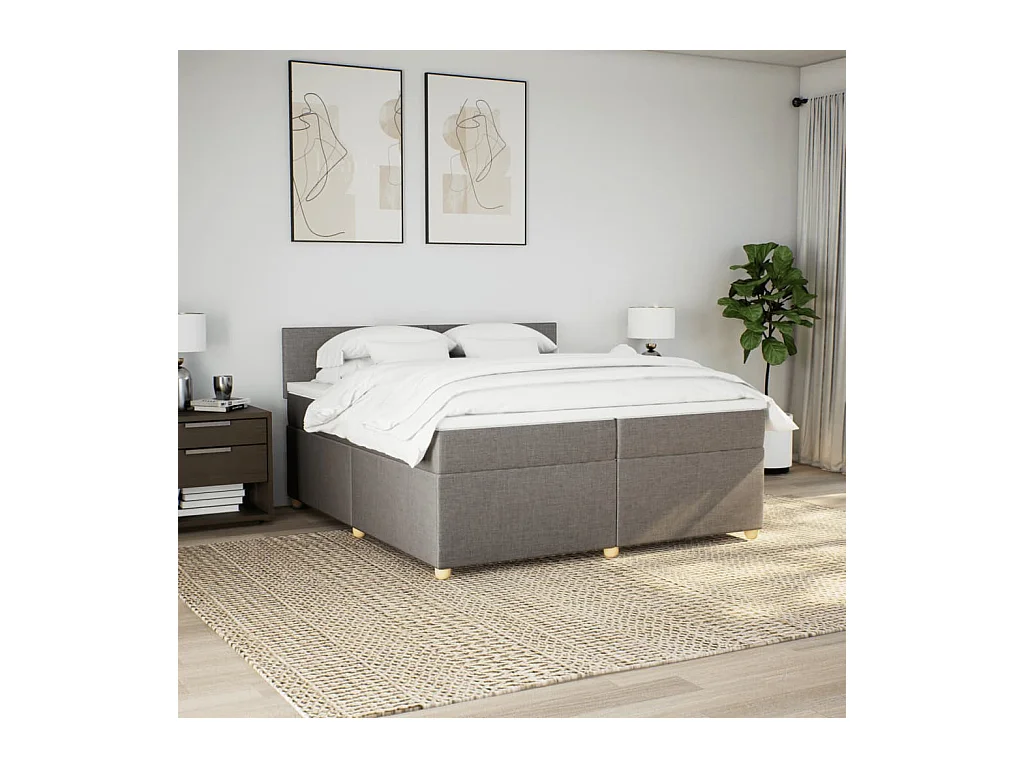 Sommier à lattes de lit avec matelas Taupe 200x200 cm Tissu