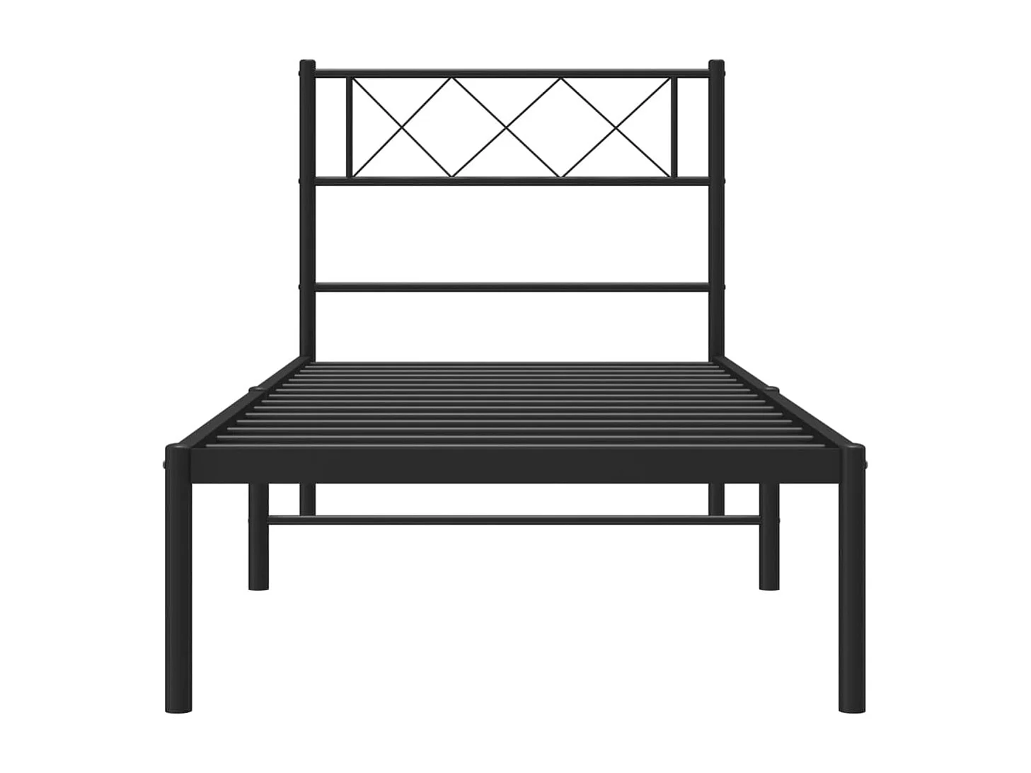 Cadre de lit métal sans matelas avec tête de lit noir 107x203cm