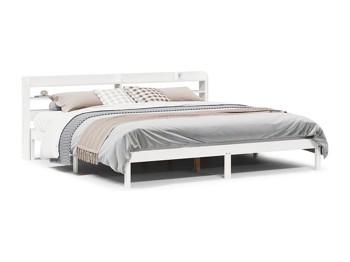 Cadre de lit sans matelas blanc 200x200 cm bois massif de pin