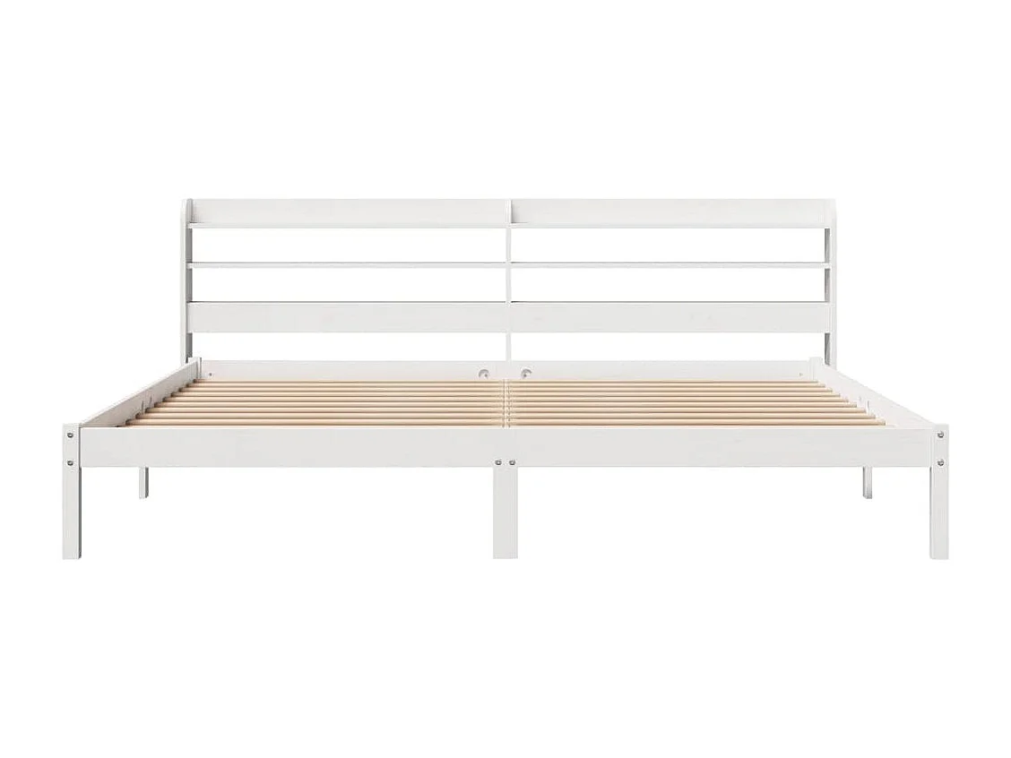 Cadre de lit sans matelas blanc 200x200 cm bois massif de pin