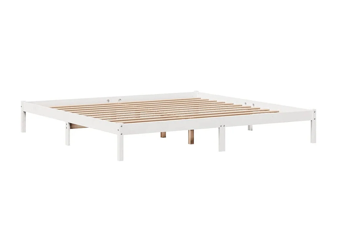 Cadre de lit sans matelas blanc 200x200 cm bois massif de pin