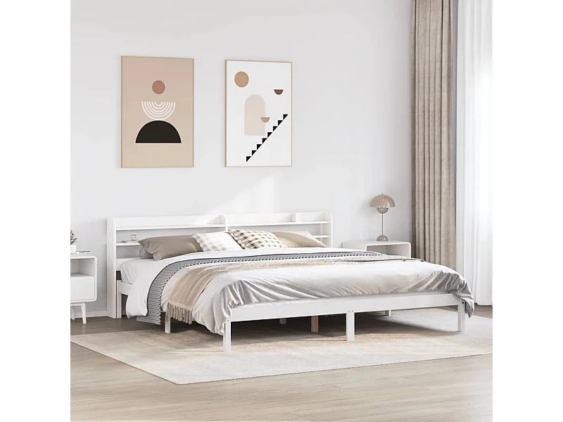 Giroletto senza Materasso Bianco 200x200 cm Legno Massello Pino