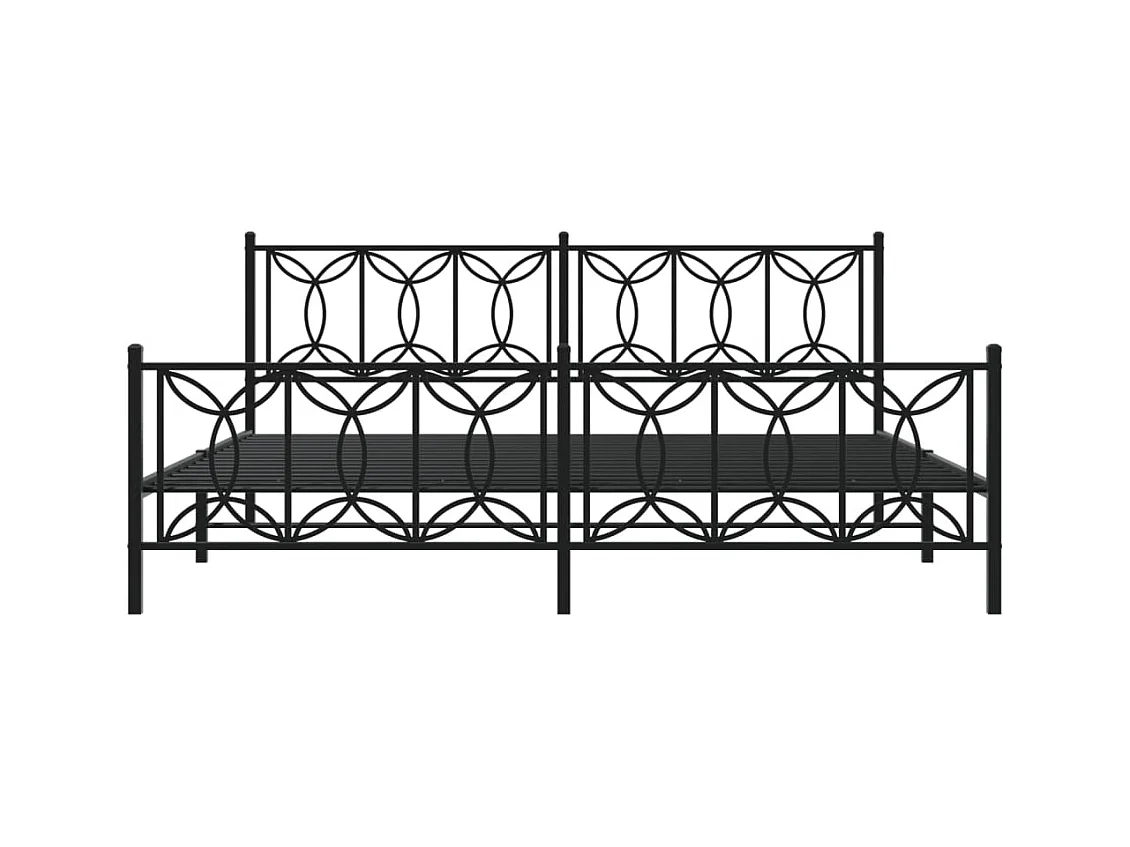 Cadre de lit métal sans matelas avec pied de lit noir 193x203cm