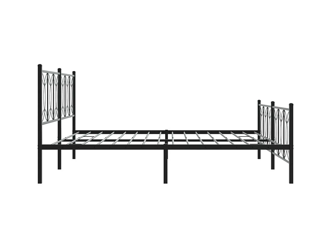 Cadre de lit métal sans matelas avec pied de lit noir 193x203cm
