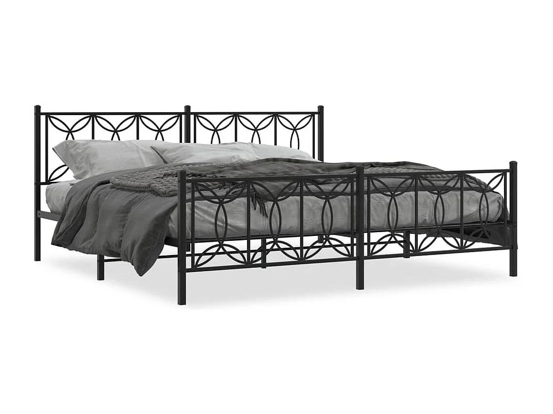 Giroletto con Testiera e Pediera Metallo Nero 193x203 cm