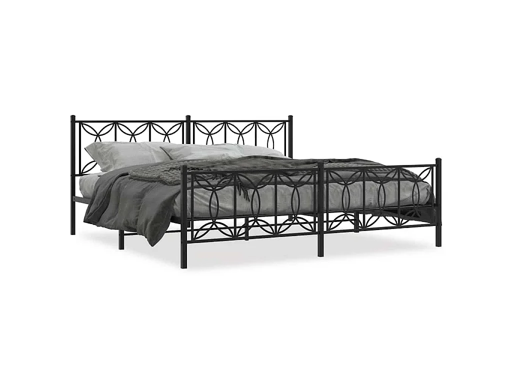 Bedframe met hoofd- en voeteneinde metaal zwart 193x203 cm