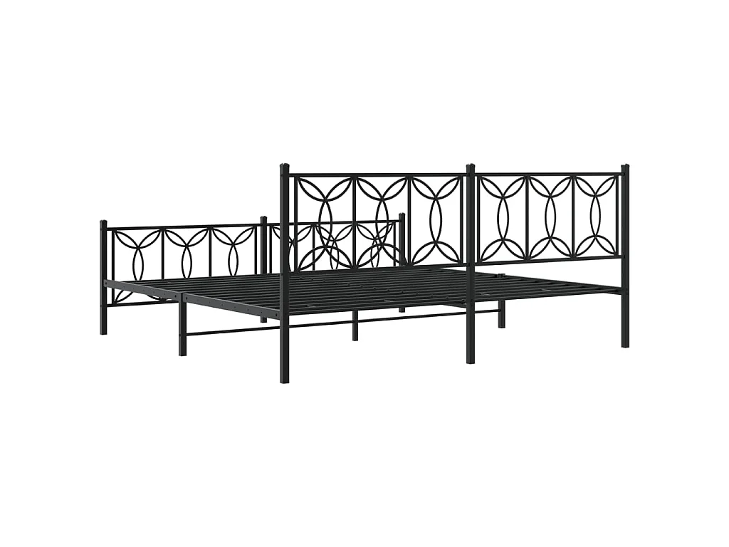 Bedframe met hoofd- en voeteneinde metaal zwart 193x203 cm