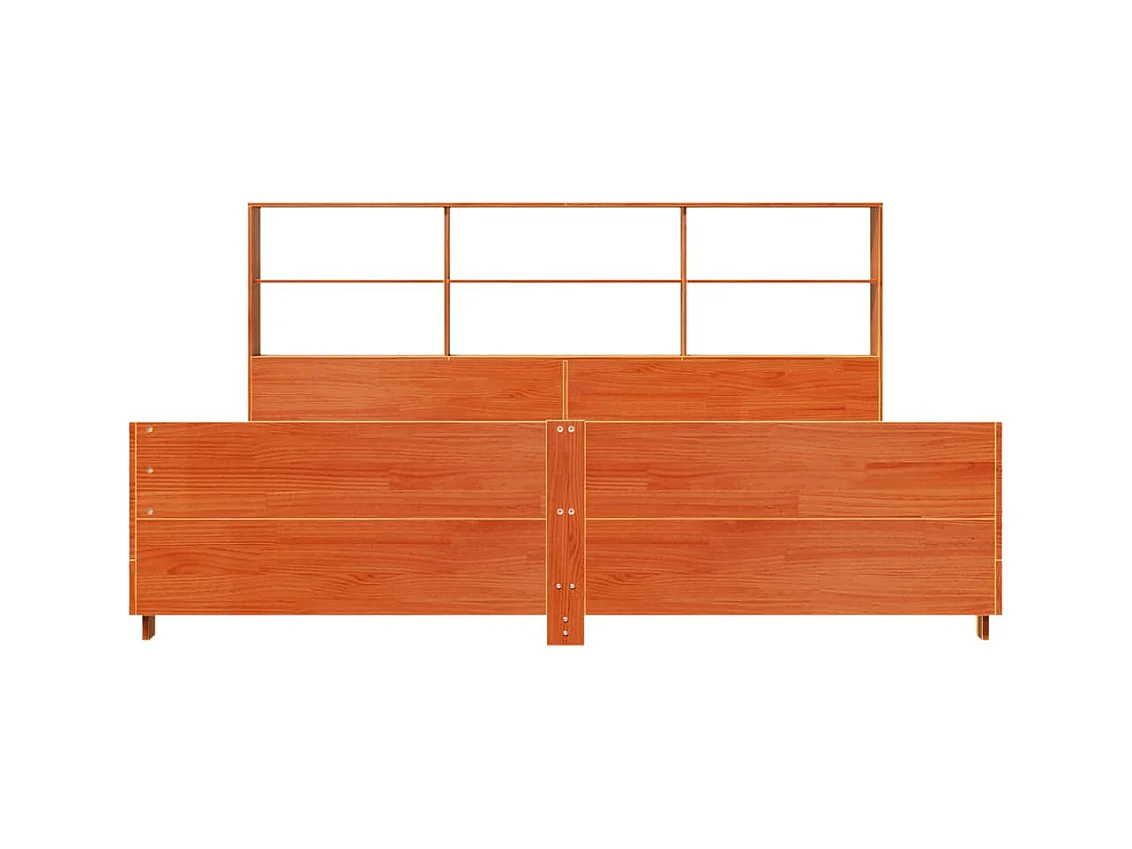 Cadre de lit sans matelas cire marron 200x200cm bois pin massif