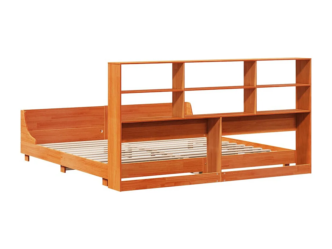 Cadre de lit sans matelas cire marron 200x200cm bois pin massif