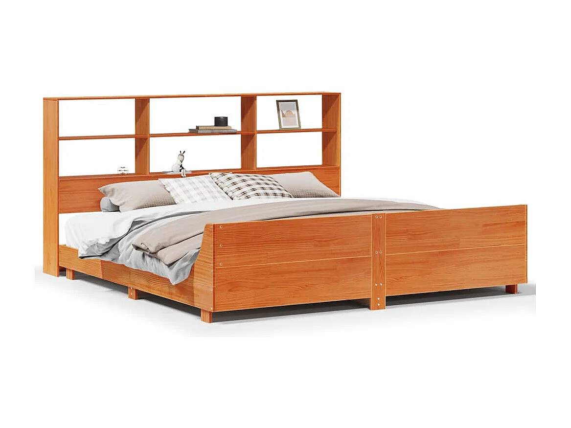 Cadre de lit sans matelas cire marron 200x200cm bois pin massif