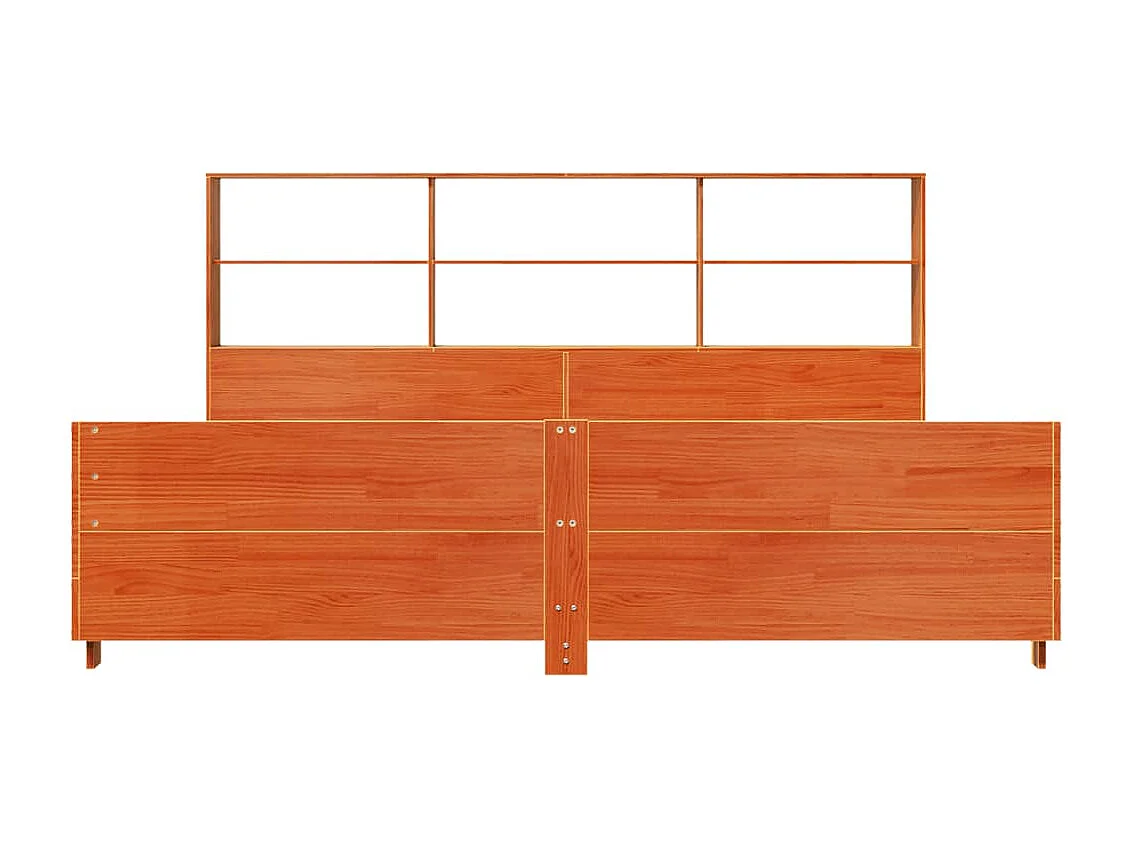 Cadre de lit sans matelas cire marron 200x200cm bois pin massif