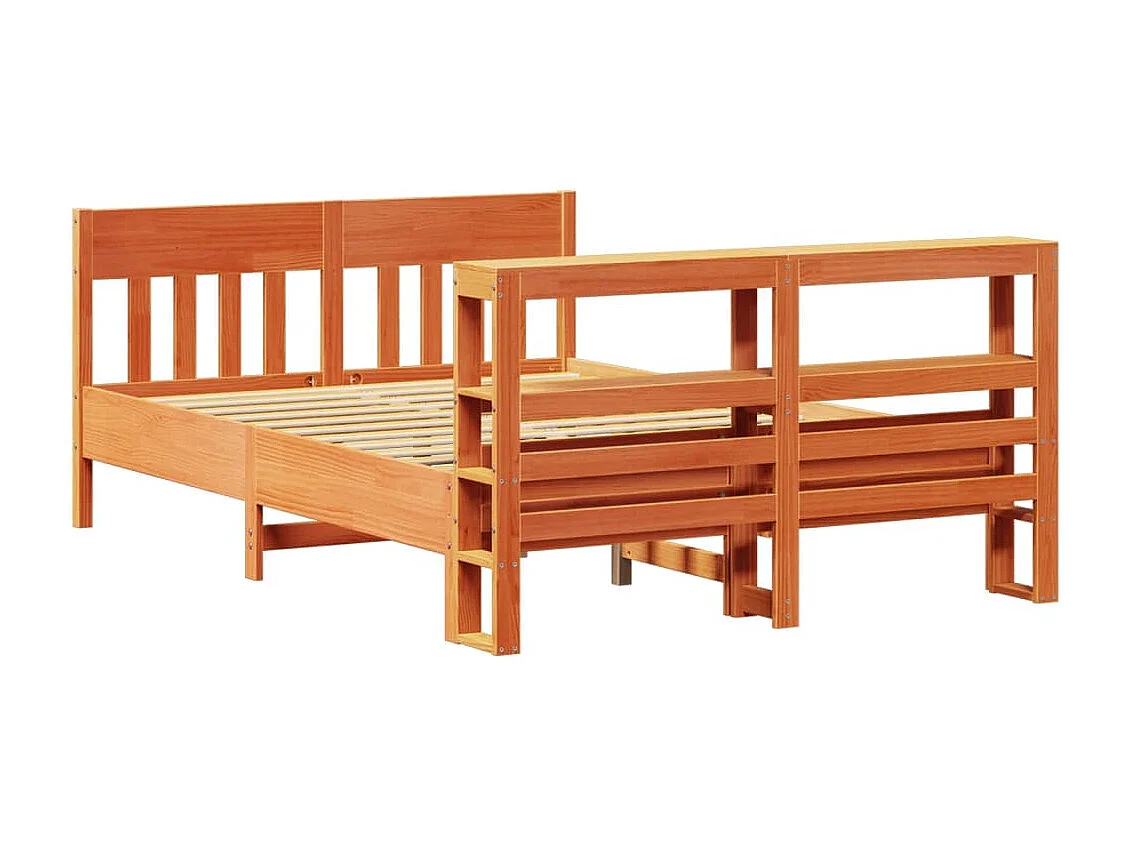 Bedframe zonder matras massief grenenhout wasbruin 150x200 cm