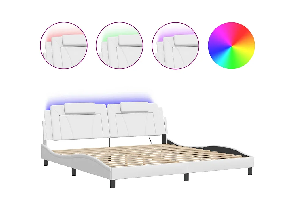 Estrutura de cama Viana com LED sem colchão 200x200 cm branco