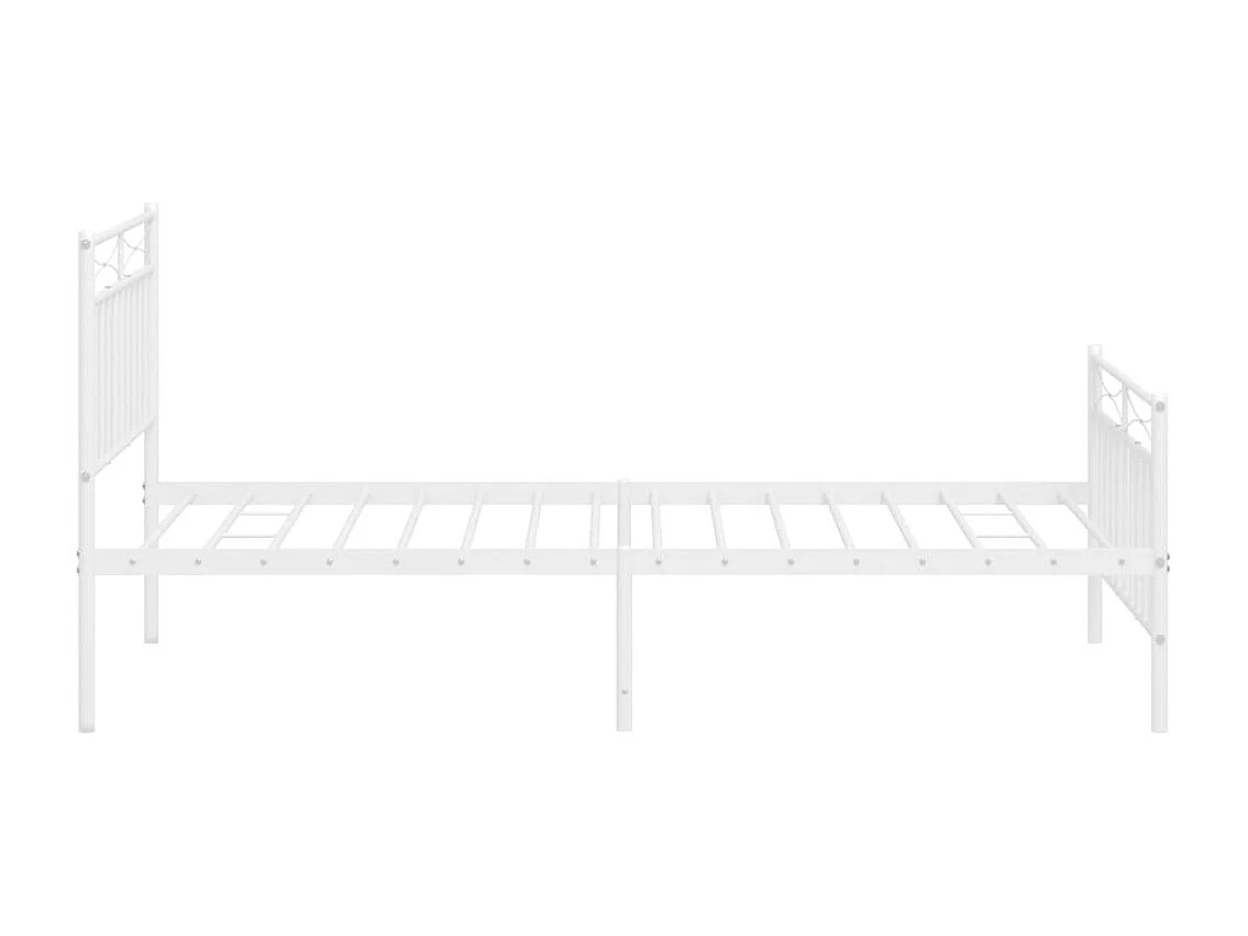 Cadre de lit métal sans matelas et pied de lit blanc 107x203 cm