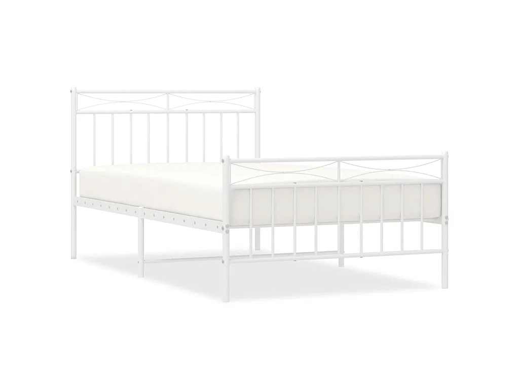 Bettgestell mit Kopf- und Fußteil Metall Weiß 107x203 cm
