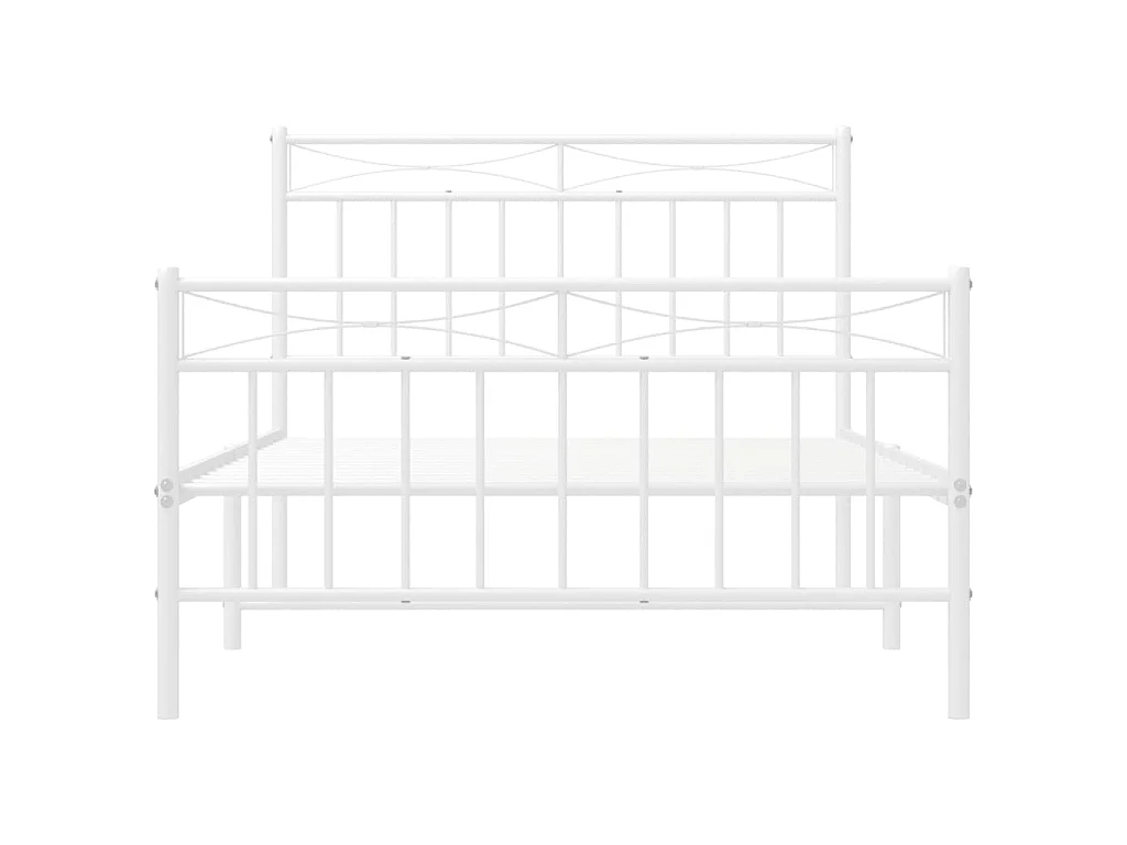 Bettgestell mit Kopf- und Fußteil Metall Weiß 107x203 cm