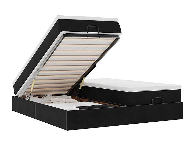Ottoman-Bett mit Matratzen Schwarz 200x200 cm Samt