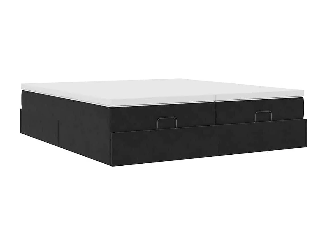 Struttura Letto Pouf con Materassi Nero 200x200 cm Velluto