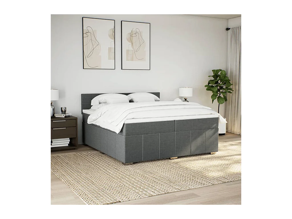 Boxspringbett mit Matratze Dunkelgrau 200x200 cm Stoff