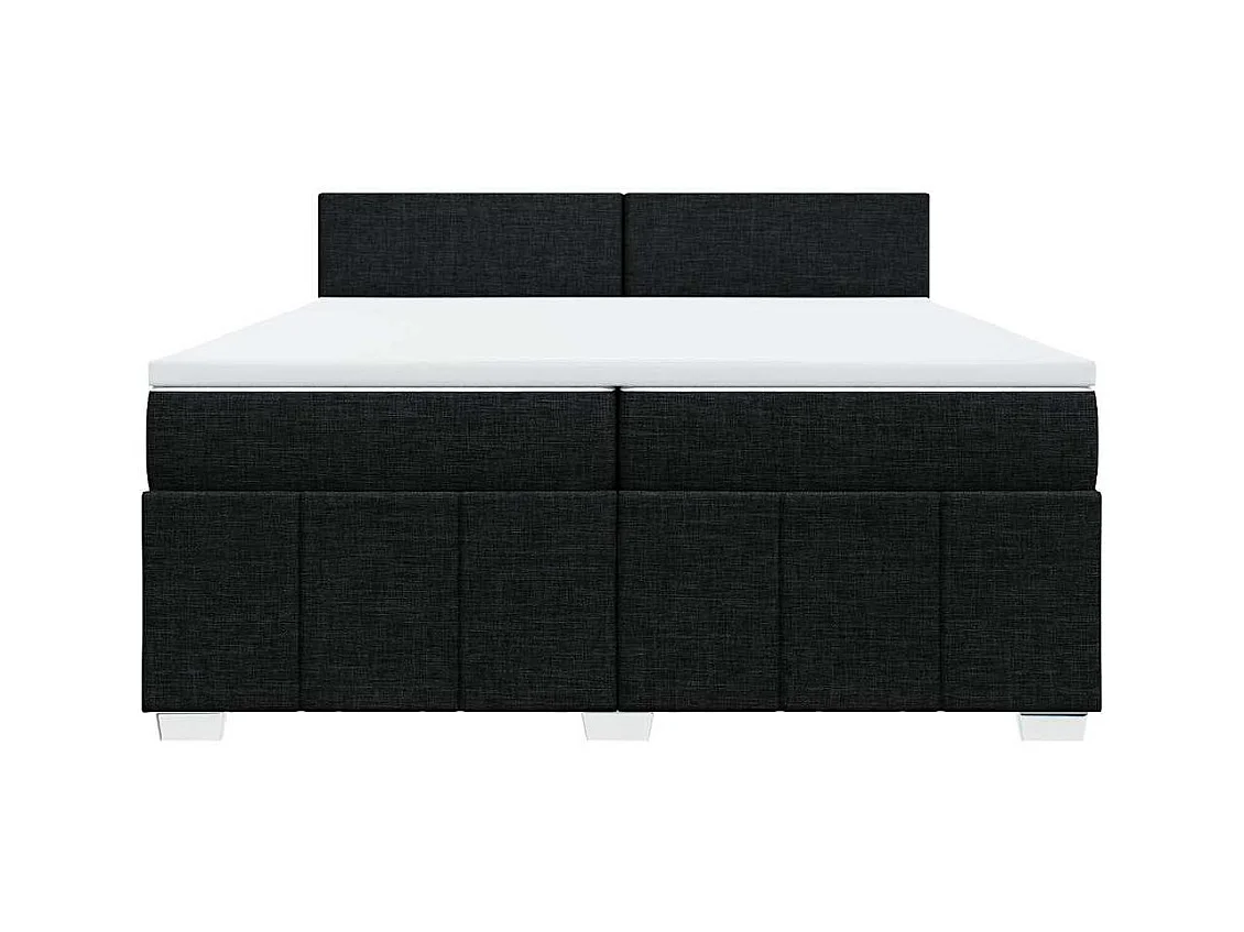 Sommier à lattes de lit avec matelas Noir 200x200 cm Tissu
