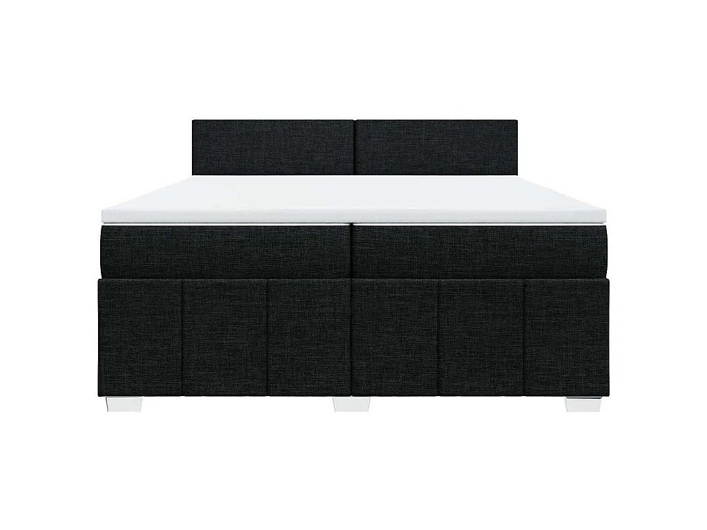 Sommier à lattes de lit avec matelas Noir 200x200 cm Tissu