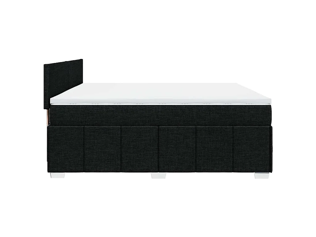 Sommier à lattes de lit avec matelas Noir 200x200 cm Tissu