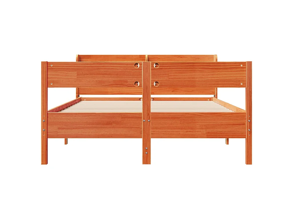 Bedframe zonder matras massief grenenhout wasbruin 150x200 cm