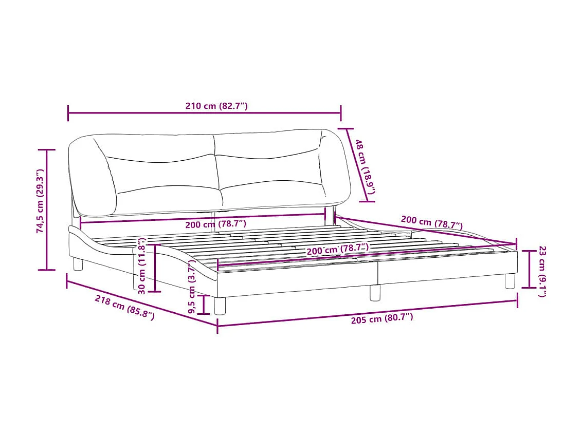 Estructura de cama sin colchón Hvar tela color crema 200x200 cm