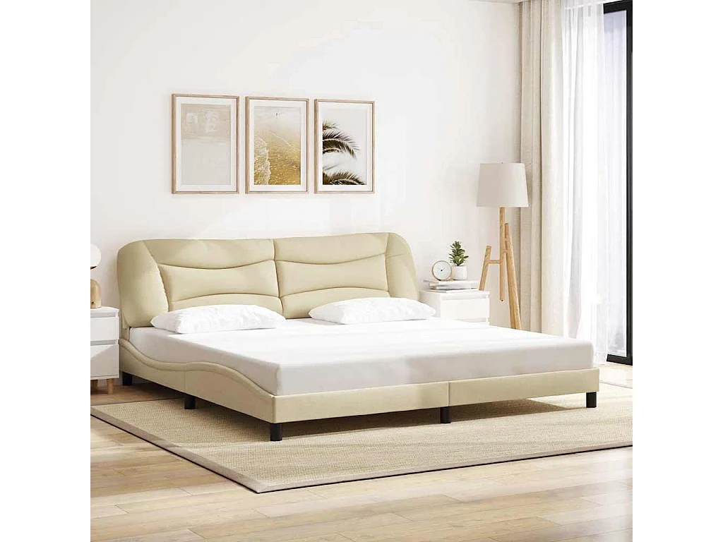 Bettgestell ohne Matratze "Hvar" Creme 200x200 cm Stoff