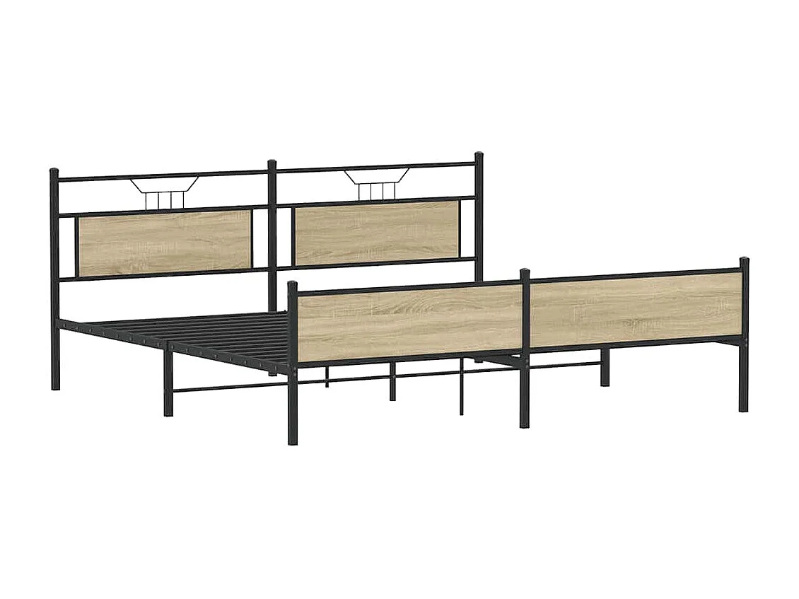 Metallbett ohne Matratze Sonoma-Eiche 193x201 cm