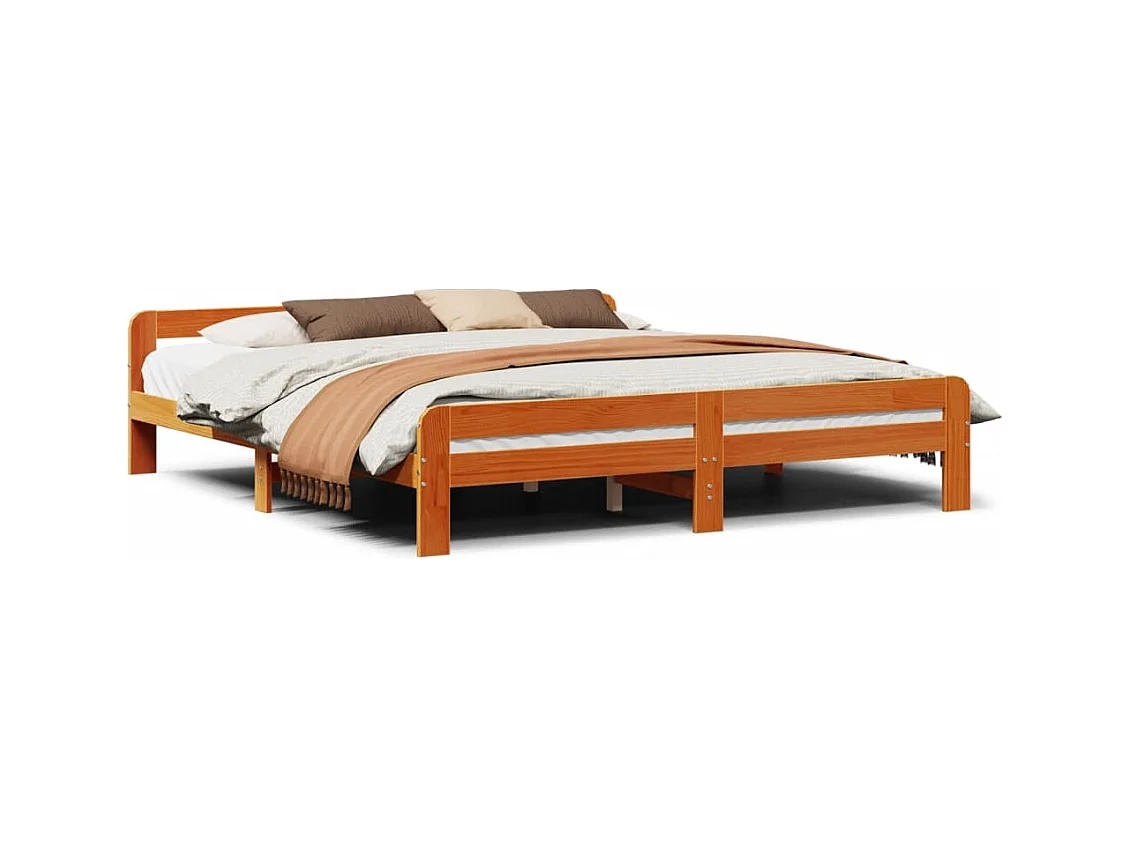 Letto senza Materasso Marrone Cera 200x200 cm in Legno di Pino