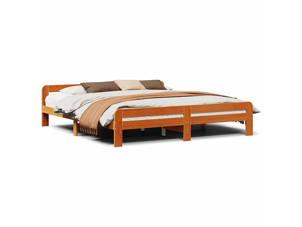 Bedframe zonder matras massief grenenhout wasbruin 200x200 cm