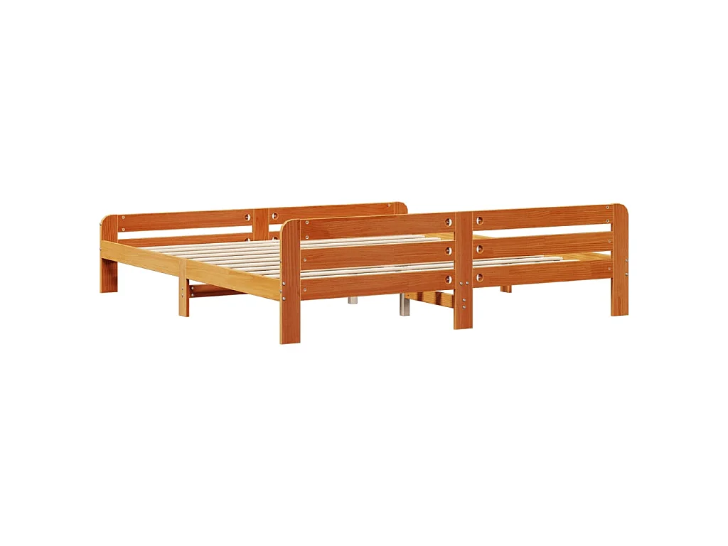 Bedframe zonder matras massief grenenhout wasbruin 200x200 cm