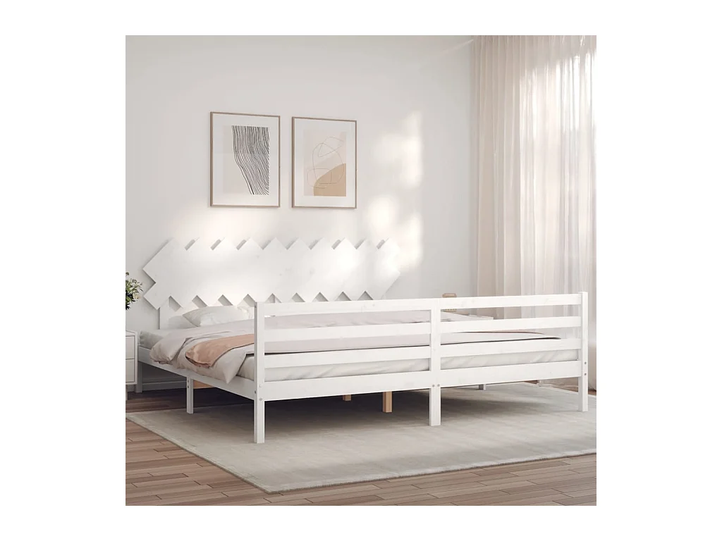 Cadre de lit sans matelas blanc 200x200 cm bois massif