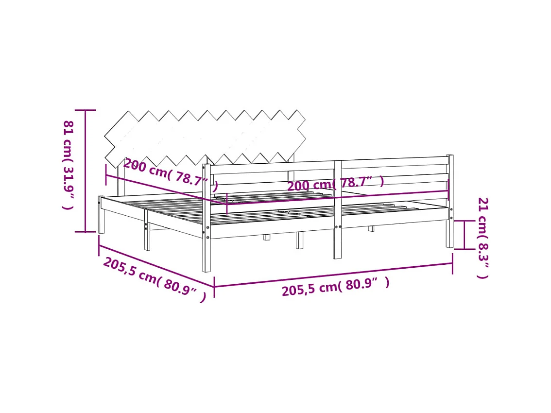 Cadre de lit sans matelas blanc 200x200 cm bois massif