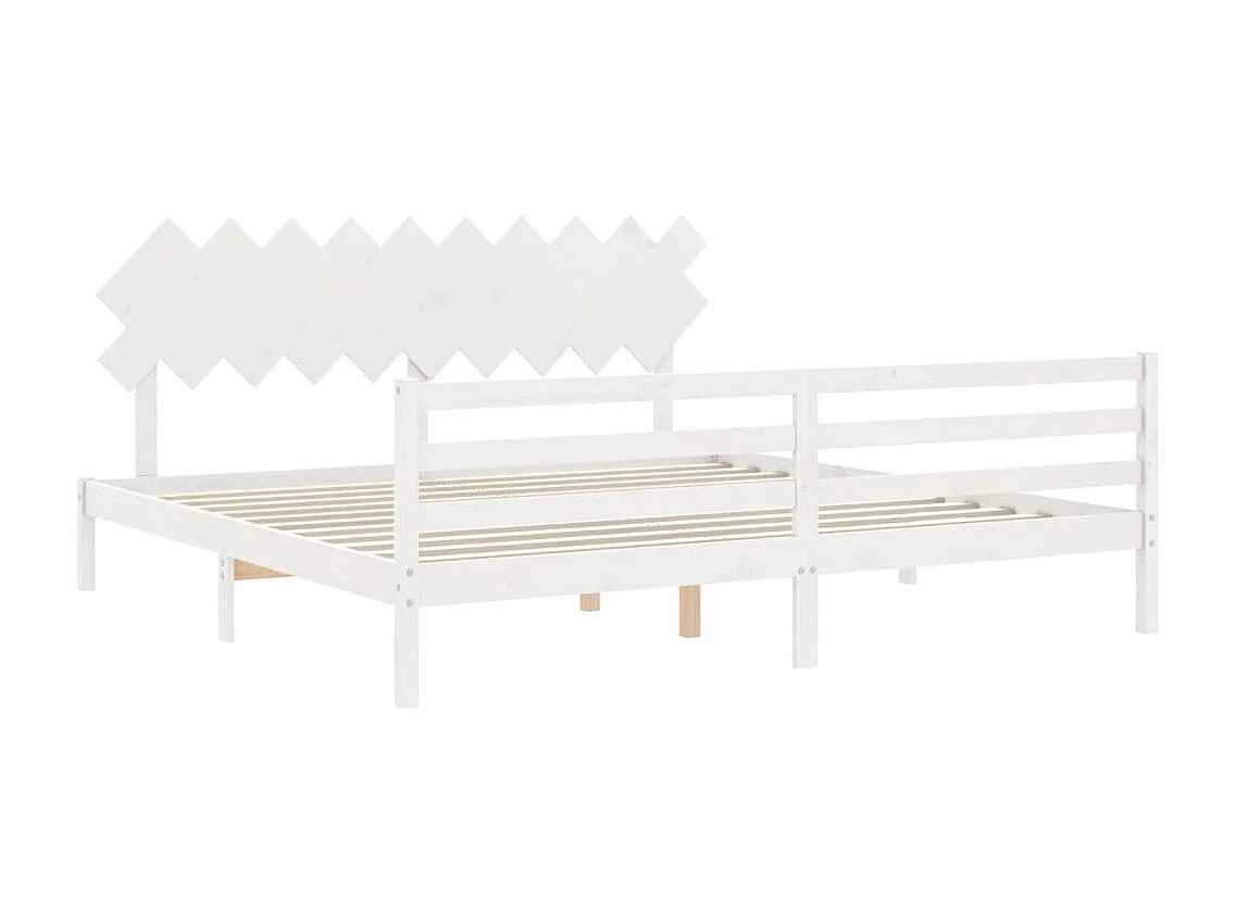 Bedframe met hoofdbord massief hout wit 200x200 cm