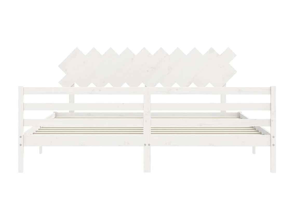 Bedframe met hoofdbord massief hout wit 200x200 cm