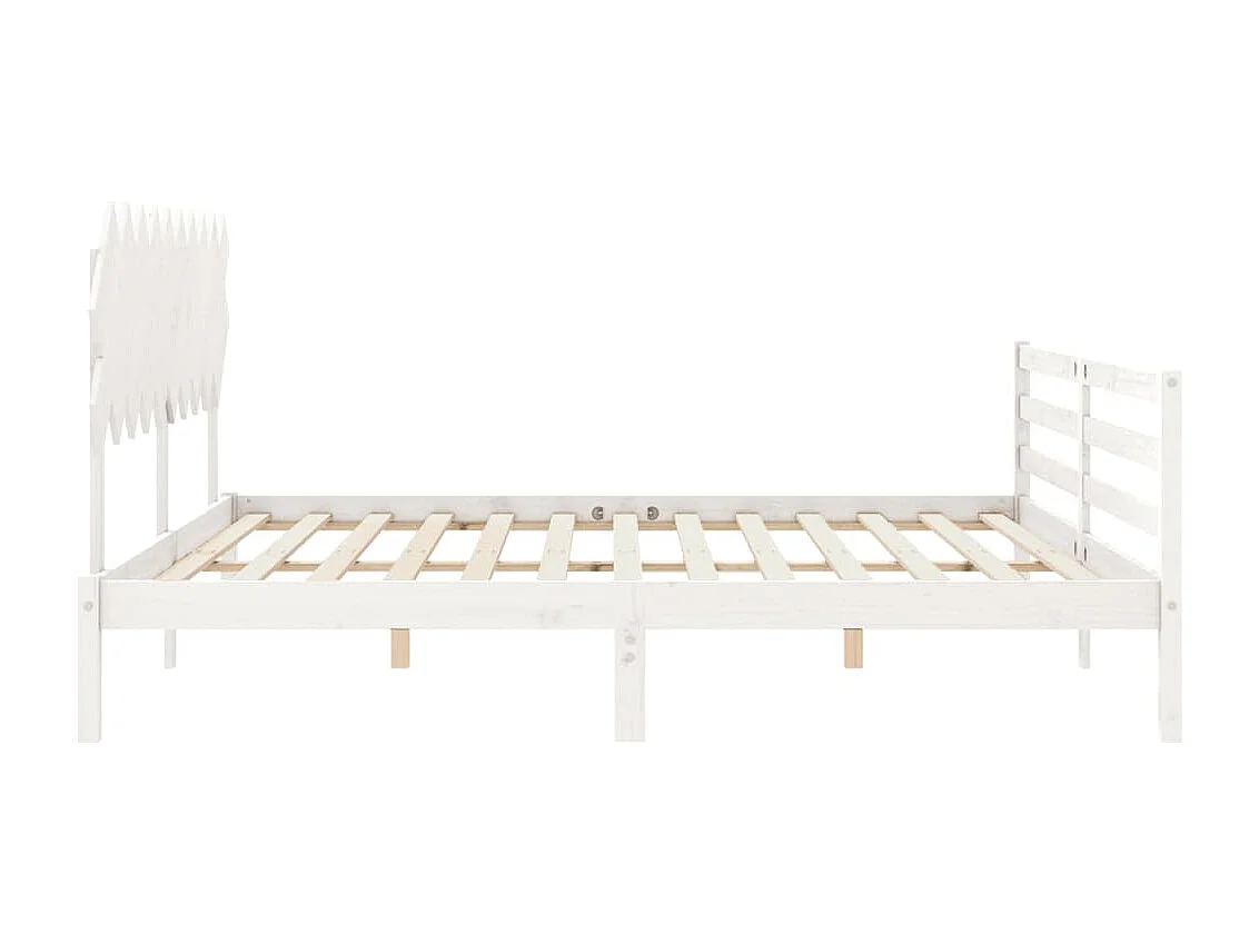 Bedframe met hoofdbord massief hout wit 200x200 cm