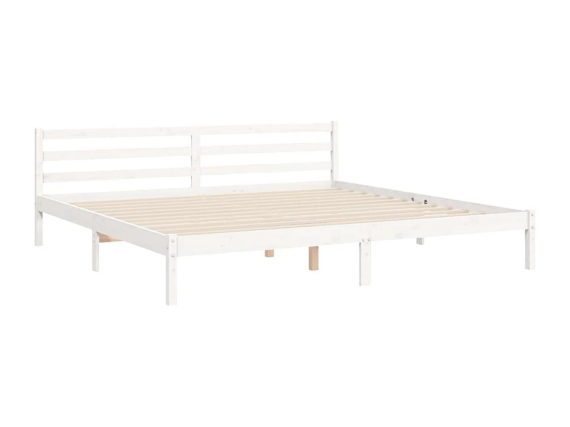 Bedframe met hoofdbord massief hout wit 200x200 cm