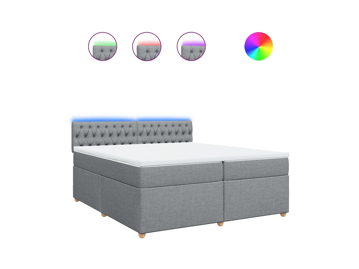 Giroletto a Molle con Materasso Grigio Chiaro 200x200cm Tessuto